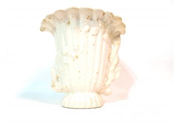 White Ceramic Wide Mouth Venetian Style Vase