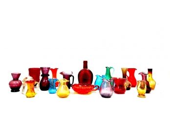 Group Of Colorful Glass Vases