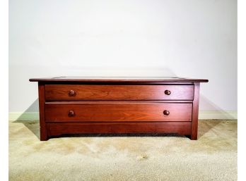 Leisters Furniture- Two Drawer Coffee Table With Beveled Glass Top