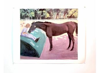 'A Girl And Her Horse' Print - Artist Signed- Unframed