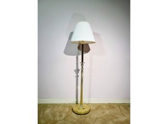 Two Toned Brass Lamp With White Shade