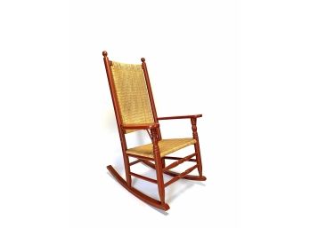 Painted Barn Red Rocker - Woven Seat And Back