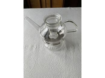 Vintage Schott Glass Teapot With Infuser And Warmer