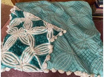 Vintage Mid Century Full Size Minuet Chenille Bedspread By Morgan Jones