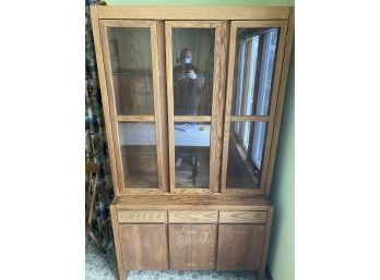 Vintage Mid Century Conant Ball Oak China Cabinet And Server With Bow Tie Inlay