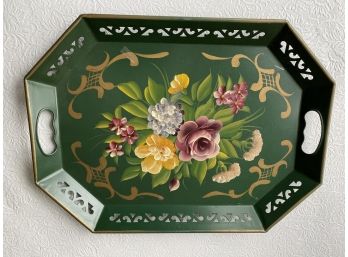 Handpainted Floral Tole Tray