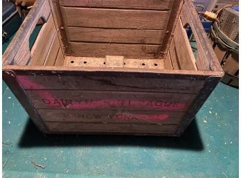 Vintage Dairylea Wood And Metal Milk Crate