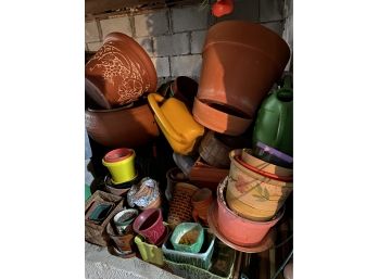 Assortment Of Planting Pots In Various Sizes And Materials