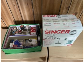 Vintage Compact Singer Sewing Machine And Notions