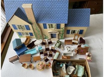 Vintage Dollhouse And Furniture