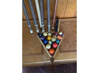 Vintage Pool Cues And Balls