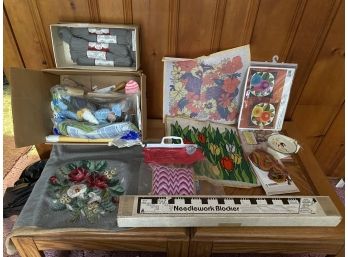 Assortment Of Cross Stitch, Lath Hook And More