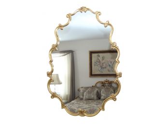 Vintage Hollywood Regency French Style Wooden Gilt Wall Mirror