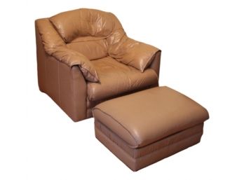 Emerson Leather Chair On Casters  And Ottoman