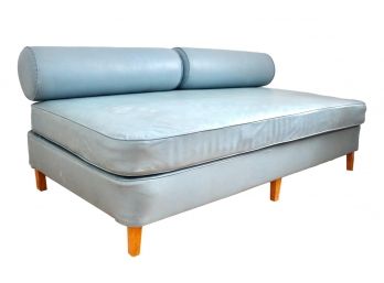 Mid-Century Naugahyde Sleeper Daybed With Bolster Pillows