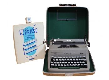 Vintage Portable Royal Typewriter Ouiet De Luxe With Case And Millers Falls EZ-erase Typewriter Paper