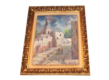 Framed Watercolor Painting Of A Church Landscape