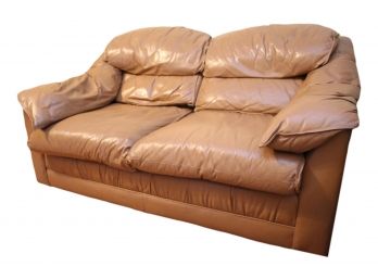 Emerson Leather Love Seat On Casters