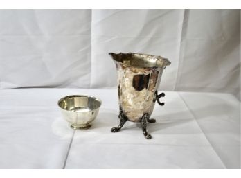 Silver Plated Claw Foot Planter & International Silver Company Bowl