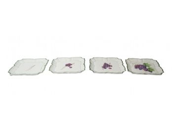 Set Of 4 Italian Vetri Hand Painted Decorative Plates Of Grapes