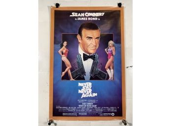 Never Say Never Again Sean Connery Is James Bond Vintage Rolled One Sheet Movie Theater Poster