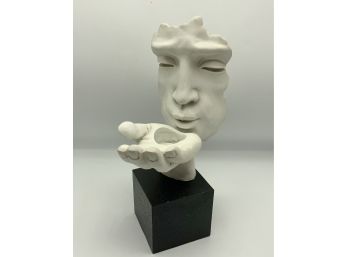 White Plaster Face - Candleholder On Hand