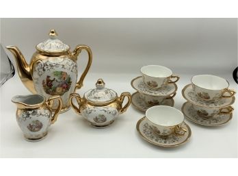 Made In Italy Demitasse Set ~ Coffee Pot, Cream,sugar & 5 Cups & Saucers ~