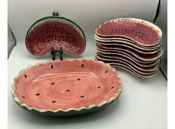 Watermelon Dish And Individual Plates