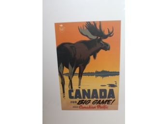 'Canada For Big Game' Travel Canadian Pacific Poster Reproduction Gorgeous Colors