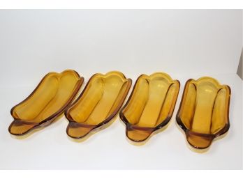 Vintage Amber Indiana Glass Banana Split Dishes