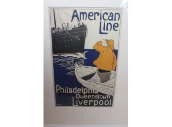 'American Line - Philadelphia - Queenstown - Liverpool' Gorgeous Reproduction Poster