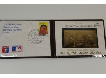 1989 Ty Cobb (1st Day Of Issue Stamp) & 23Kt. Gold Foil Stamp