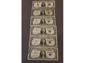 Silver Certificate Currency $5 & 5- $1 Bills