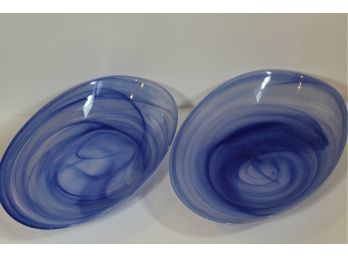 Beautiful Glass Serving Bowls Set Of 2 Hand-blown