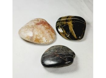 Three Multi Colored Polished Rocks