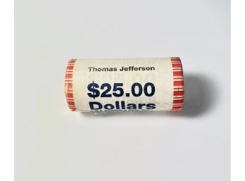 $25 Dollar Roll Of Uncirculated Presidential $1 Coins (25) Thomas Jefferson