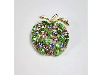 Multi Color Stone Apple Pendant Pin