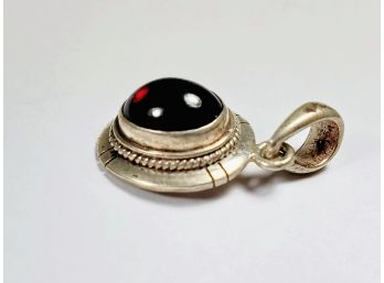 Vintage Sterling Silver Red Stone Pendant