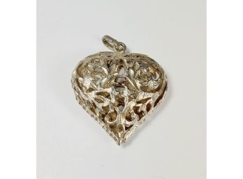 Large Sterling Silver Hollow Heart Pendant