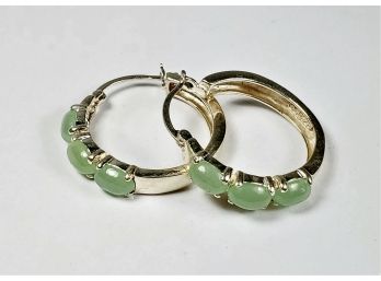 Beautiful Sterling Silver Light Green Stone Earrings