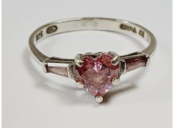 Sterling Silver Pink Heart Stone Ring