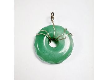 Hand Made Green Stone Pendant With Sterling Wire (from Sedona Arizona)