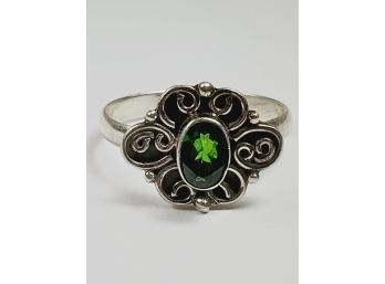 Vintage Sterling Silver Green Stone Ring