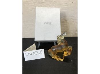 Lalique Crystal Rearing Amber Horse Signed