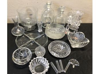 Signed Assortment Of Crystal Serving Items