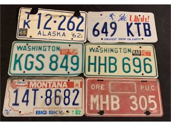 Assorted License Plates(alaska, Utah, Washington, Montana, Oregon)