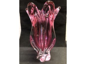 Pink Blown Glass Vase Heavy Quality Antique Piece