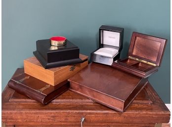 A Wood And Leather Box Assortment