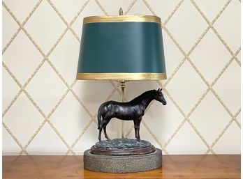 A Vintage Bronze Equestrian Themed Lamp