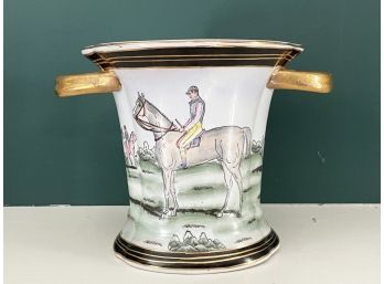 A Vintage Asian Ceramic Parcel Gilt Jockeys Cup